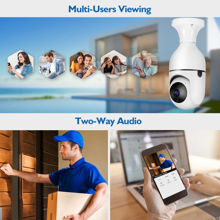 DP17 2.0 Million Pixels Single Light Source Smart Dual-band WiFi 1080P HD Outdoor Network Light Bulb Camera, Support Infrared Night Vision & Two-way Audio & Motion Detection & TF Card, DP17 Single Light Source DP17 2.0 Million Pixels Single Light Source Smart Dual-band WiFi 1080P HD Outdoor Network Light Bulb Camera, Support Infrared Night Vision & Two-way Audio & Motion Detection & TF Card, DP17 Single Light Source